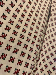 Vintage Jinny Beyer Mr. RJR Fashions Quilt FABRIC Cotton Red Green Cream 53X44 - Picture 1 of 4
