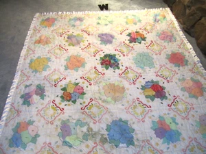 MANTA ACOLCHADA ESTAMPADA HECHA A MANO-87"x71"-PROYECTO INACABADO-BORDADO/PUNTO CRUZADO - Imagen 1 de 10
