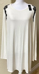 NEW LANE BRYANT Women's 18/20 Swing Top Tunic Lace on Shoulder Long Slv Stretch - Picture 1 of 11