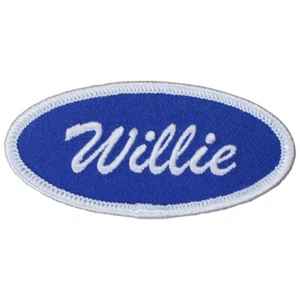 Willie Name Patch - Blue & White William Bill Billie Embroidered Name Badge 3" - Picture 1 of 1