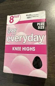 L'eggs Everyday Knee High stockings 5 Pair Only Off Black Sheer Toe Plus Size - Picture 1 of 9