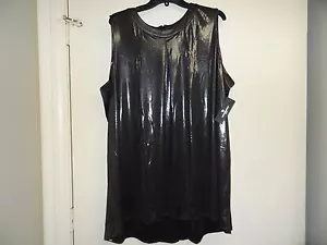 BLUSA DE MUJER TALLA 2X NEGRA BRILLANTE SIN MANGAS DE WORTHINGTON **NUEVA CON ETIQUETAS** ¡TAN BONITA! - Imagen 1 de 6