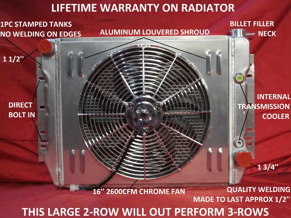Cross Flow Radiator Shroud & Fan 1959-1970 Chevrolet Impala Caprice Biscayne - Image 1 of 4