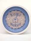 Vintage Clay City Studio Art Pottery Home Baked Quiche Pie Plate Blue Tan Flower