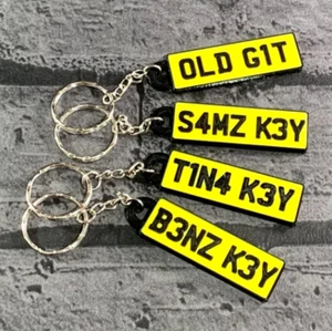 Personalised Keyring Name, Number Plate Rego Style Key ring Engraved 52 x 16mm - Picture 1 of 2