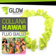 COLLANE HAWAII FLUO GIALLO festa spiaggia estate fiori ibisco ghirlande colorate