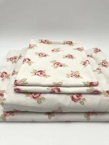 Laura Ashley Twin Laken Set 4-teilig flach Spannbetttuch 2 Kissenbezüge Vintage Landhaus rosa rose - Bild 1 von 17