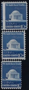1510 - 10c Over & Under Sized Misperf Error / EFO Group "Jefferson Memorial" MNH - Picture 1 of 1