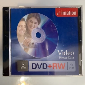 Imation DVD+RW 4x 2 Hour 5 Pack New Sealed - Picture 1 of 2
