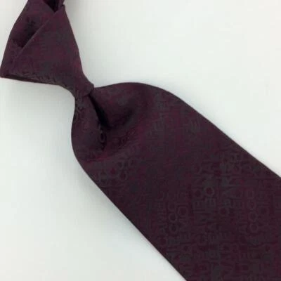 Corbata de lujo de seda marrón granate marca coco hecha en Italia Chanel París L2 auténtica; Foto 1 de 4