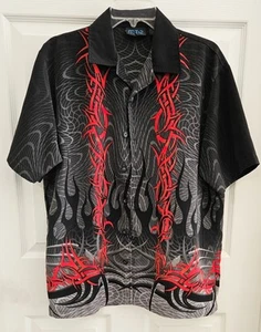 Camisa Para Hombre MT:2 Tribal Llama Abotonada Gris Rojo Negro Talla Y2k Pequeña Informal - Imagen 1 de 4