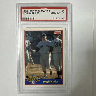 1991 SCORE MICKEY MANTLE WORLD SERIES PROMO Yankees HOF 4550/5000 PSA 10 GEM MT - Image 1 of 3