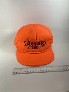 Vintage 80s Caesar’s Atlantic City Gambling Casino Snapback Rope Hat Orange - Picture 1 of 6