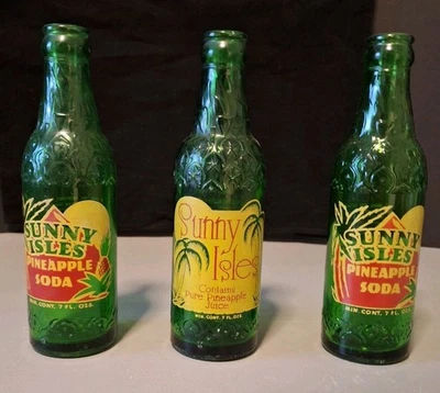Botella de soda de piña Sunny Isles ACL de 7 oz. Granite Falls N.C. 1940 Lote de 3 Foto 1 de 4