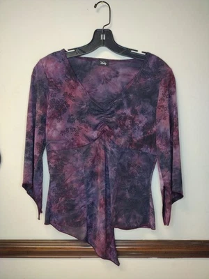 De Colección y2K Mujer S/M Púrpura Tie Dye Hada Manga Larga Top Floral Renfair Gótico Foto 1 de 4