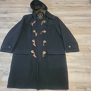Barbour Classic Wool Cashmere Toggle Duffle Coat Jacket Size XL Mens Black  - Picture 1 of 12