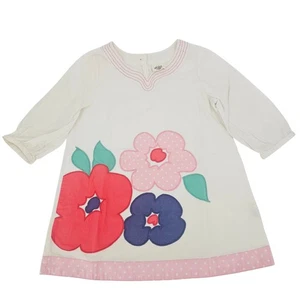 Vestido túnica Mini Boden blanco parche floral 100 % algodón niñas 7-8 años 3523 - Imagen 1 de 7
