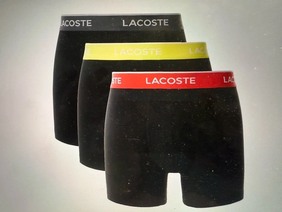 Nuevo Paquete de 3 calzoncillos boxer Lacoste para hombre calce regular con logotipo cintura talla M Foto 1 de 1