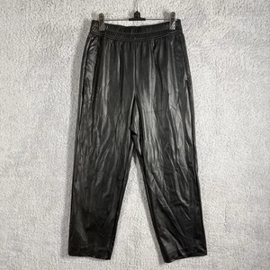 The Reset R Label Vegan Leather Straight Leg Ankle Pants Black Size S Pull On - Picture 1 of 8