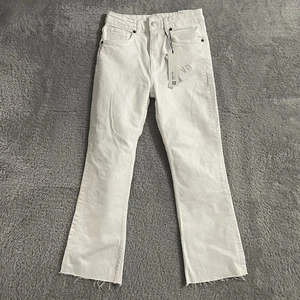 Zara Jeans Womens Size 4 Crop Flare White Mid Rise Stretch Raw Hems New With Tag - Bild 1 von 11
