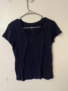 GAP Favorite T-Shirt mit V-Ausschnitt - dunkelblau gepunktet - Größe M - Bild 1 von 5
