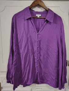 J Jill Top Shirt Womens 2XL Purple Button Up Long Sleeve Career Office Casual - Picture 1 of 6