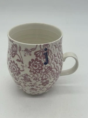 Taza Anthropologie Monograma "r" con Fondo Flor Rosa Foto 1 de 4
