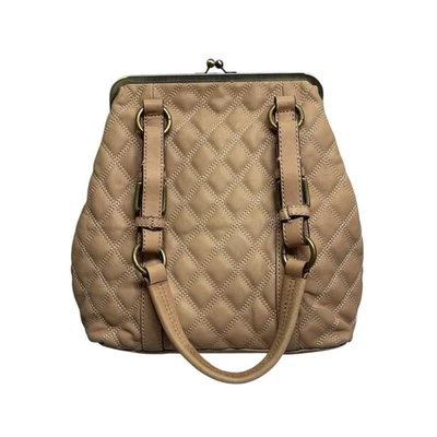 Bolso de hombro acolchado Kisslock de cuero tostado Hype  Foto 1 de 4