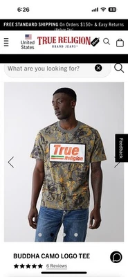 New Men’s True Religion Buddha Camo Logo Tee Size Medium Retail $50 - Image 1 of 4