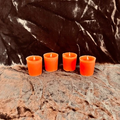 VOTIVE CANDLES Orange Clove scent 4 ct pk 2 oz ea paraffin natural wick handmade - Image 1 of 4