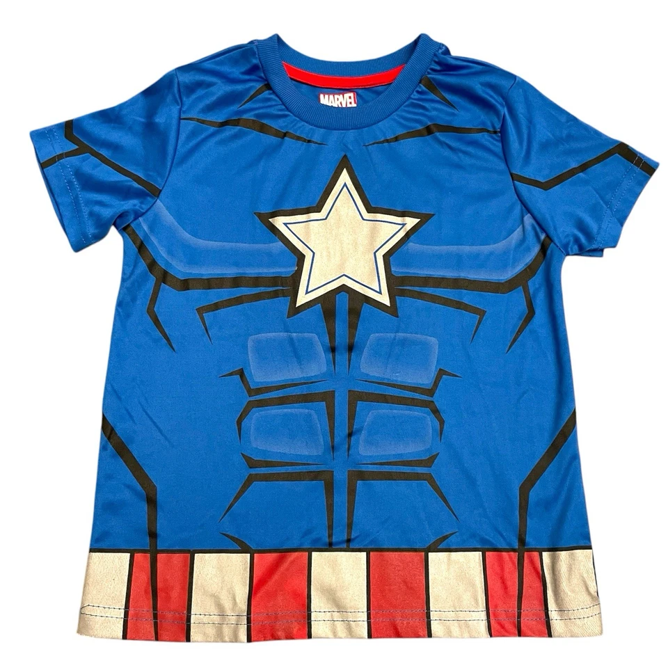 Marvel Captain America T-shirt Boys Size 7 Moisture Wicking - Image 1 of 4