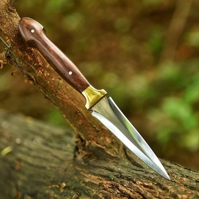 handmade hunting dagger fix blade boot knife  DOUBLE-EDGE Outdoor Sports - slick - Image 1 of 4