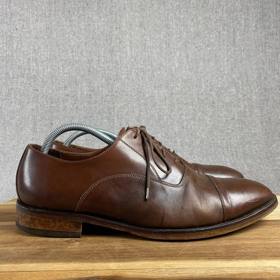 Zapatos Oxford Vero Cuoio Puntera Gorra Para Hombre 10.5 M Cuero Marrón Hechos en Italia Con Cordones Foto 1 de 4