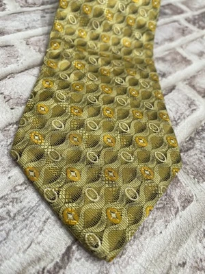 Corbata Brioni Para Hombre Seda Amarillo Tostado Geométrica S Trabajo Italia Estampado Completo Foto 1 de 4