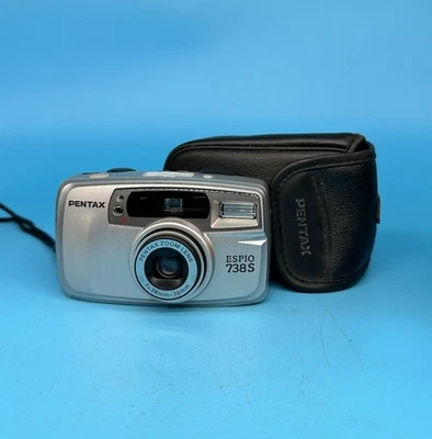 Pentax Espio 738s 35mm Film Point and Shoot Camera Silver - Tested - Image 1 of 4