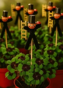 24 STK Dekostecker Schornsteinfeger Glücksbringer am Draht schwarz Silvesterdeko - Bild 1 von 2