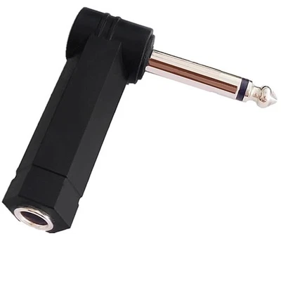 1/4" Right Angle TS Male to 6.35mm Female Adapter Mono Connector V-Shape Guitar - Image 1 of 4