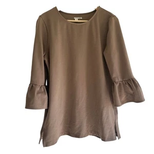 Halogen Damen Tunika Oberteil braun Glockenärmel - Größe M, Seitenschlitze - Bild 1 von 6