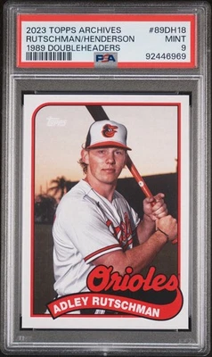 2023 Topps Archives - 1989 Topps Doubleheaders Rutschman/Henderson #89DH18 PSA 9 - Image 1 of 2