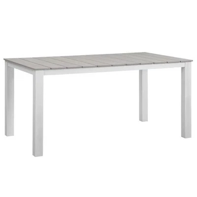 Mesa de comedor de patio de aluminio Modway Maine 63" en blanco/gris claro Foto 1 de 3