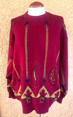 Jaeger Stunning Long Sleeve Stretch Poss Vintage Red & Gold Jumper Size XL - Image 1 of 4