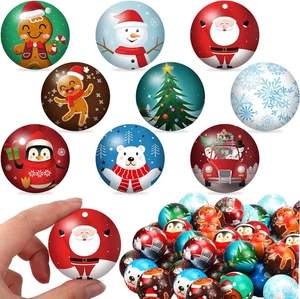 60 Pezzi Palline Stress Natalizie Bulk 2,5'' Calza Natalizia Stuffers 9 Stili PU - Foto 1 di 7