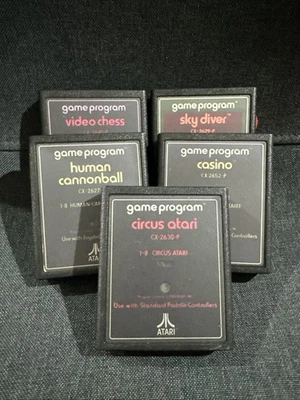 Casino, Circus Atari, Human Cannonball, Video Chess & Sky Diver Atari 2600 Games - Image 1 of 4