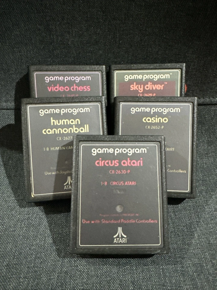 Casino, Circus Atari, Human Cannonball, Video Chess & Sky Diver Atari 2600 Games - Image 1 of 4