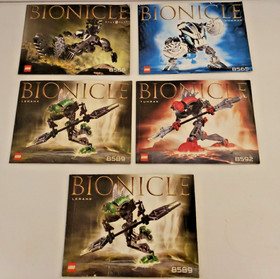 Lot 5 Lego Bionicle Instruction Manual Booklets ONLY: 8565, 8566, 8592, 8589