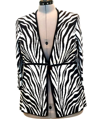 NUEVO CON ETIQUETAS Calvin Klein Chic Cárdigan Suéter 2X Acogedor Elegante Negro/Blanco. Botón delantero Foto 1 de 4