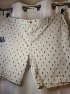 Izod Pantalones Cortos Caqui Con Calaveras Bordadas Talla 52 Skater Moto Halloween - Imagen 1 de 9