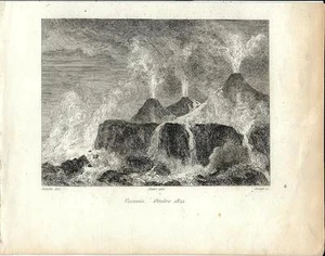 Stampa antica VESUVIO eruzione del 1822 Napoli 1834 Old antique print Engraving - Foto 1 di 1
