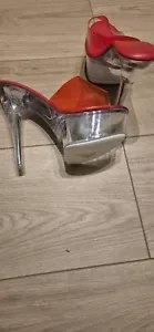 High Heels Mules, Clear, Transparente Plateau Sandaletten, Pantoletten - Bild 1 von 4