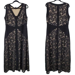 Damen Cocktailkleid schwarz Spitze Übergröße 1X figurschmeichelnd Stretch Abend - Bild 1 von 10